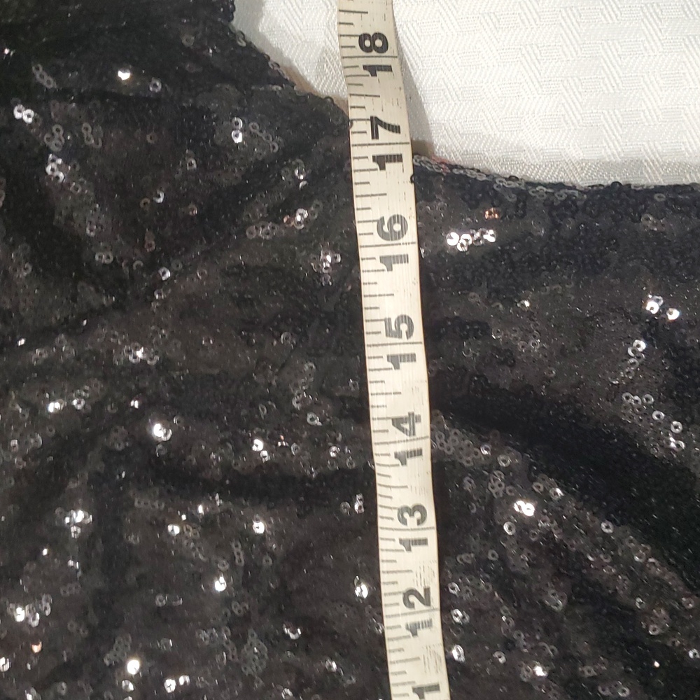 Black Sequin V-Neck Bodysuit Top - Picture 9 of 11